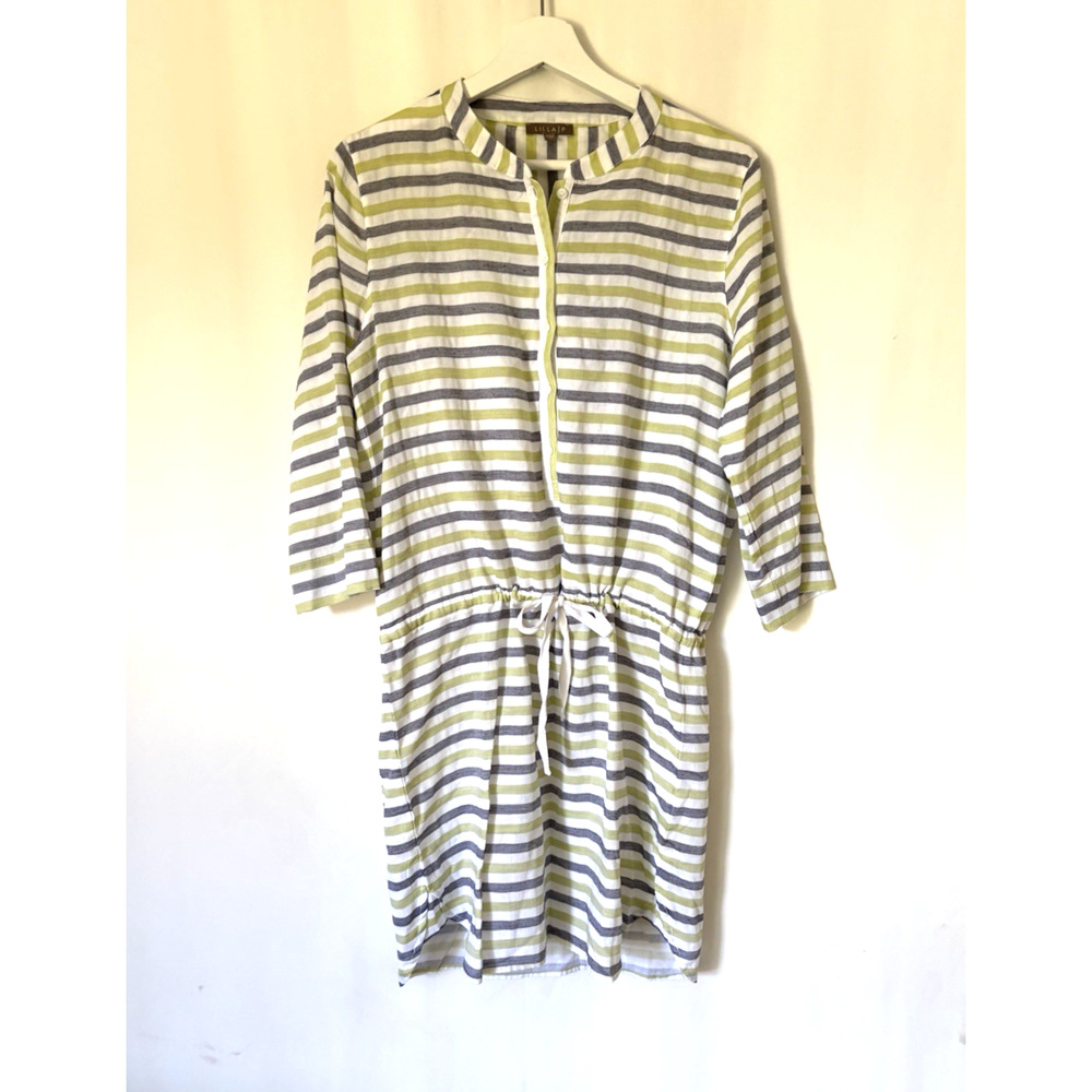 LILLA P Womens Dress Tunic Medium Striped Nautical Mini Short